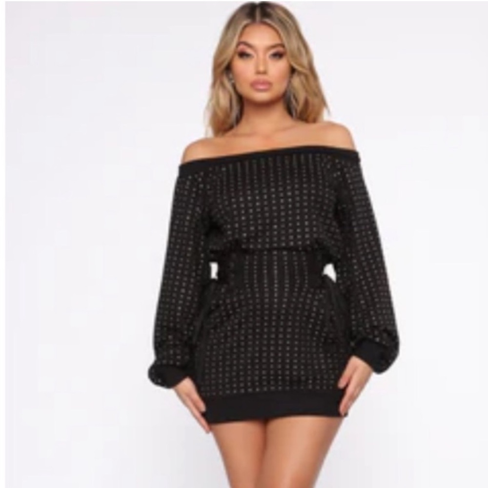 Causing a distraction rhinestone mini dress